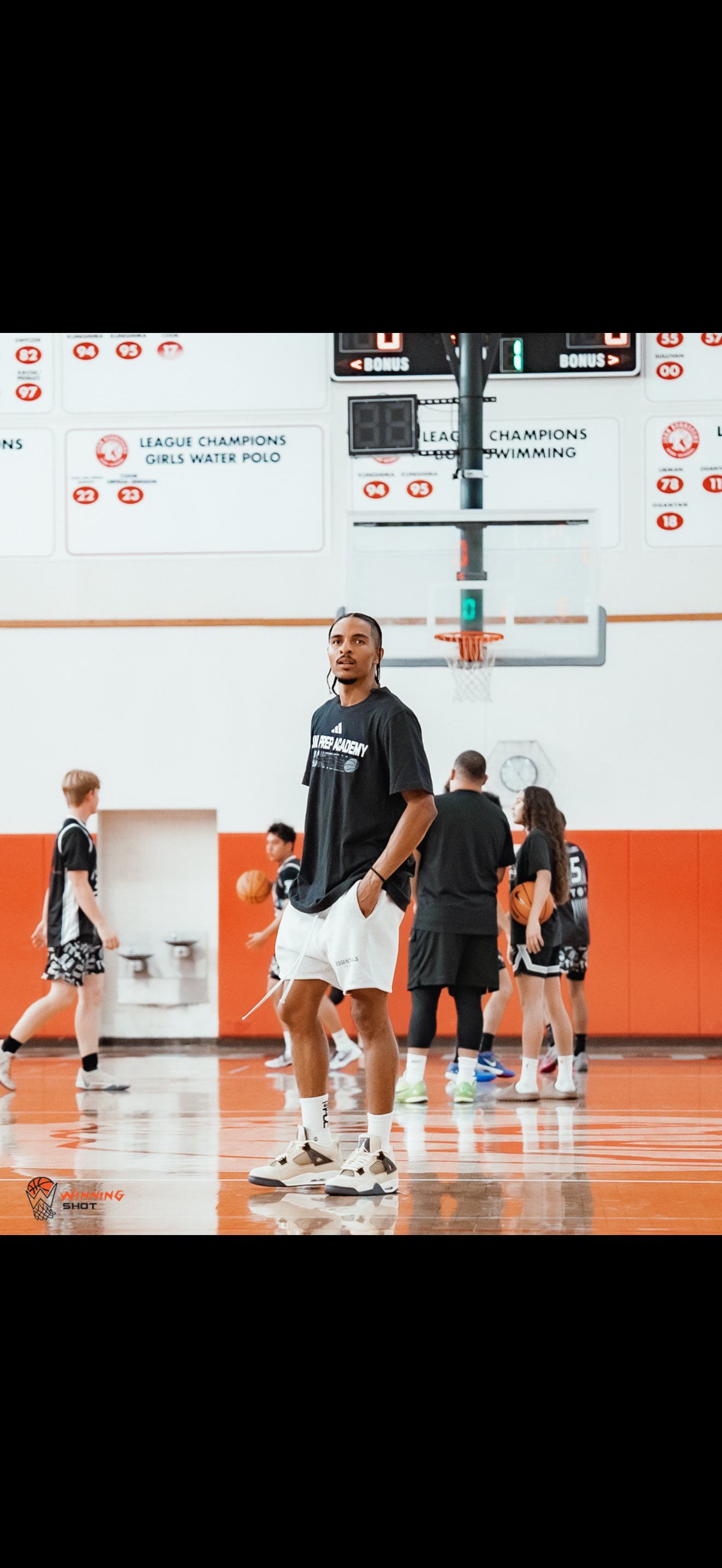 Live basketball instruction during a premium youth training session.
